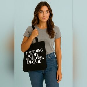 IL MAKIAGE Everything But But My Emotional Baggage Black Canvas Bag New